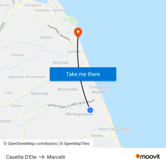 Casette D'Ete to Marcelli map