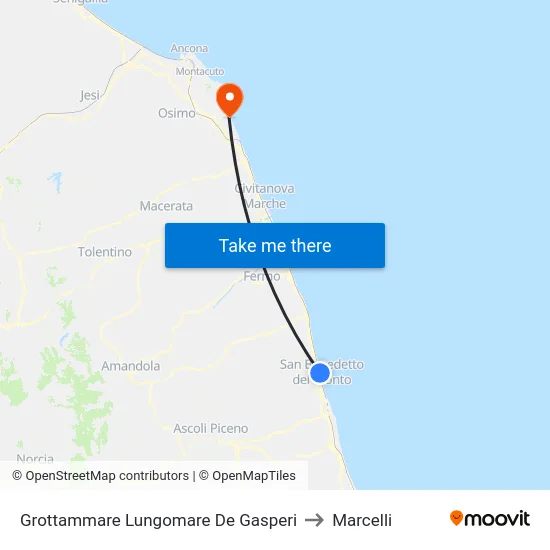 Grottammare Lungomare De Gasperi to Marcelli map