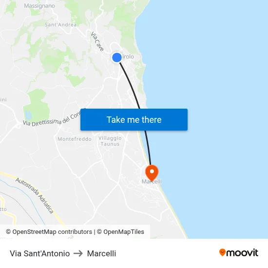 Saint Antonio Street to Marcelli map