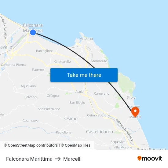 Falconara Marittima to Marcelli map