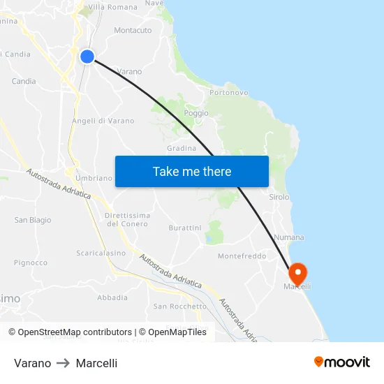 Varano to Marcelli map