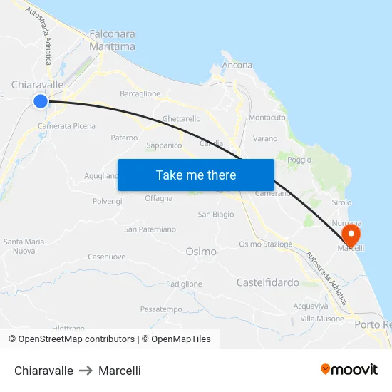 Chiaravalle to Marcelli map