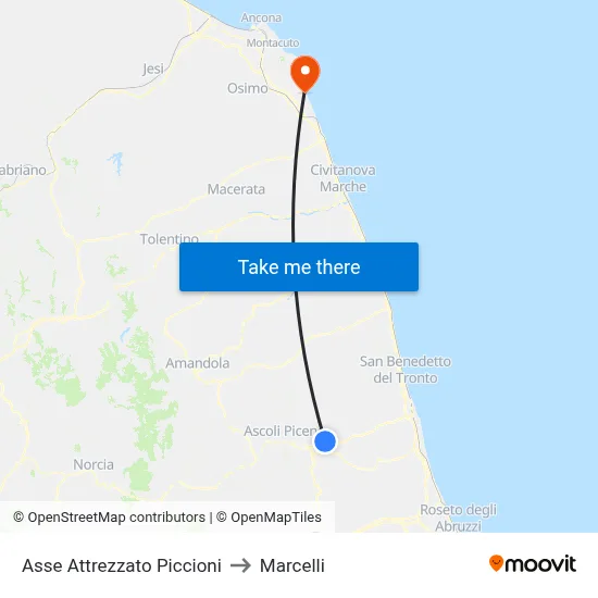 Piccioni Service Road to Marcelli map