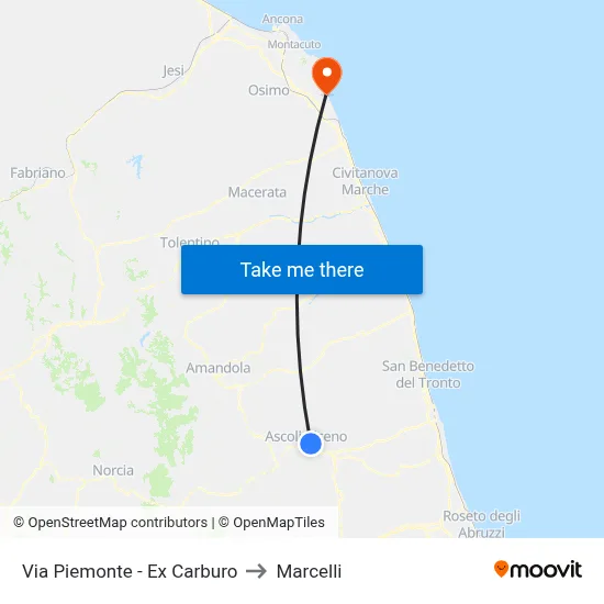 Via Piemonte - Ex Carburo to Marcelli map