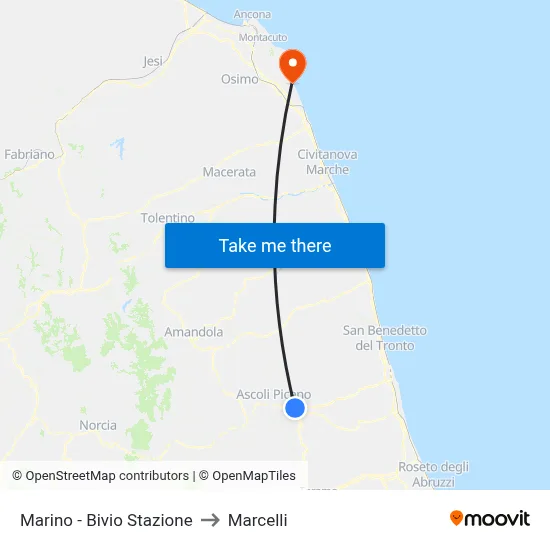 Marino - Station Junction to Marcelli map
