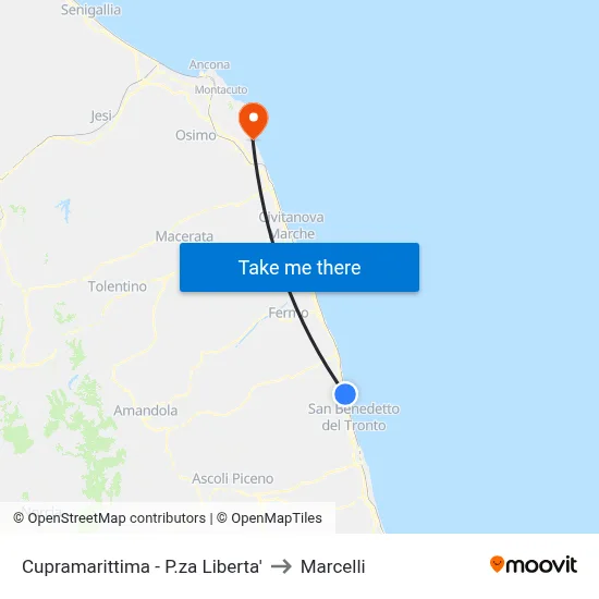 Cupramarittima - Liberty Square to Marcelli map