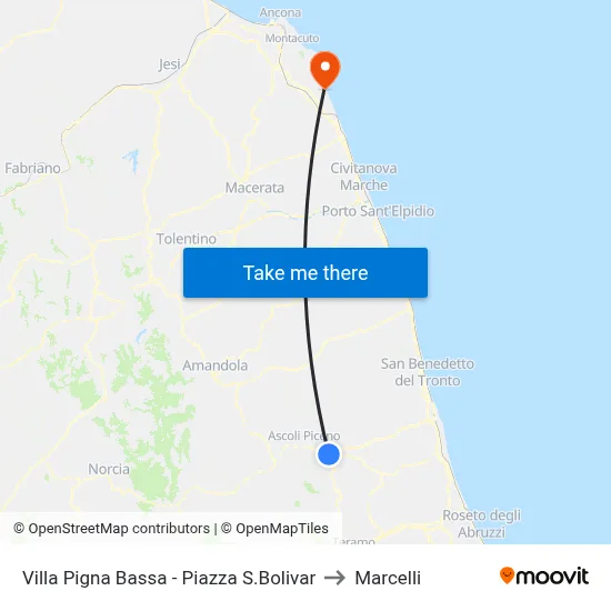 Villa Pigna Bassa - Simon Bolivar Square to Marcelli map