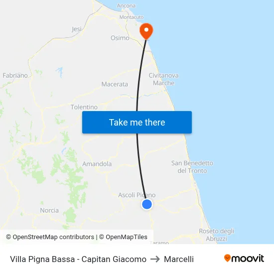 Villa Pigna Bassa - Captain Giacomo to Marcelli map