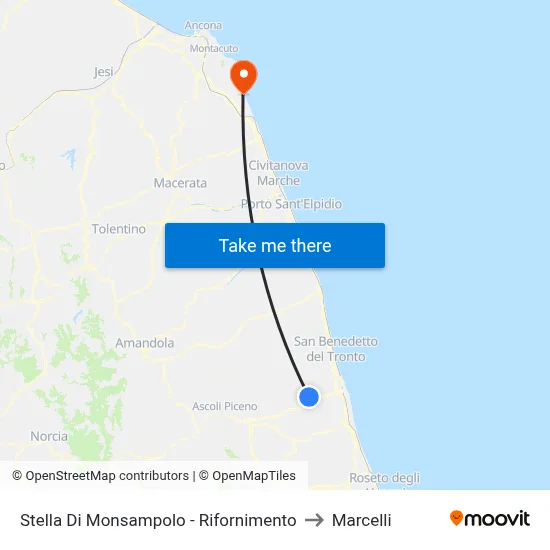 Stella Di Monsampolo - Gas Station to Marcelli map