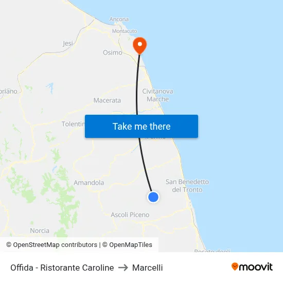Offida - Caroline Restaurant to Marcelli map