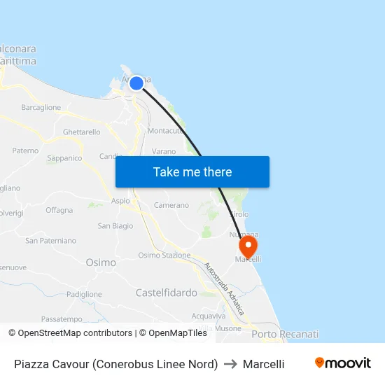 Piazza Cavour (Conerobus North Lines) to Marcelli map