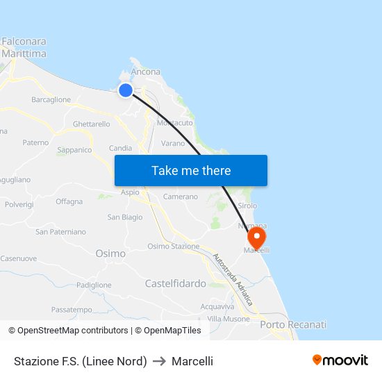 Stazione F.S. (Linee Nord) to Marcelli map