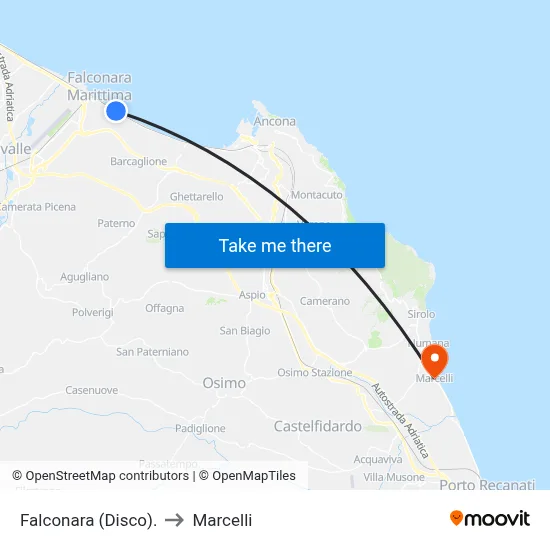 Falconara (Disco) to Marcelli map