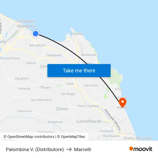 Palombina V. (Gas Station) to Marcelli map