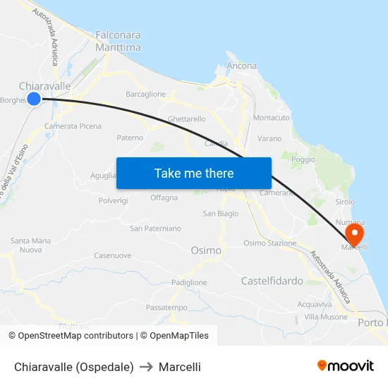Chiaravalle (Hospital) to Marcelli map