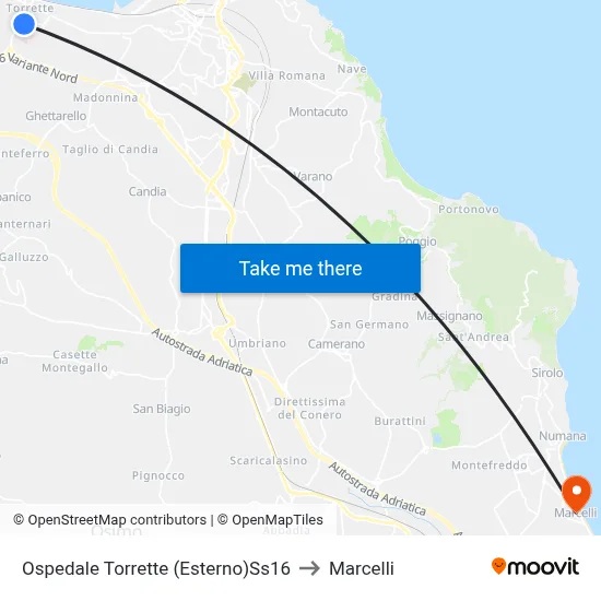 Torrette Hospital (External) SS16 to Marcelli map