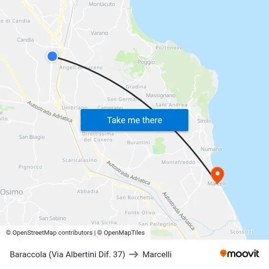 Baraccola (Albertini Street Building 37) to Marcelli map