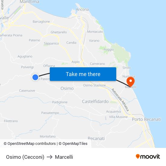Osimo (Cecconi) to Marcelli map