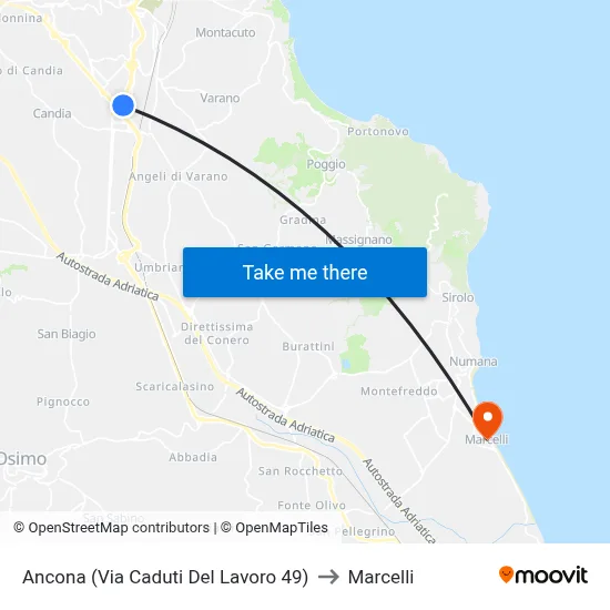 Ancona (Workers Memorial Street 49) to Marcelli map