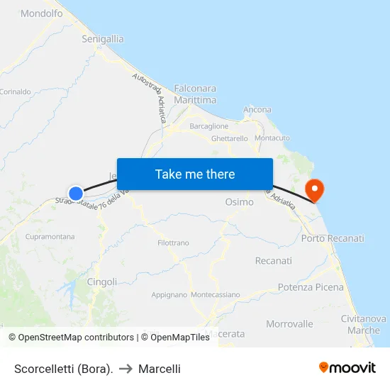 Scorcelletti (Bora) to Marcelli map