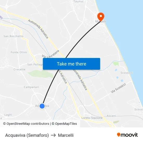 Acquaviva (Traffic Light) to Marcelli map