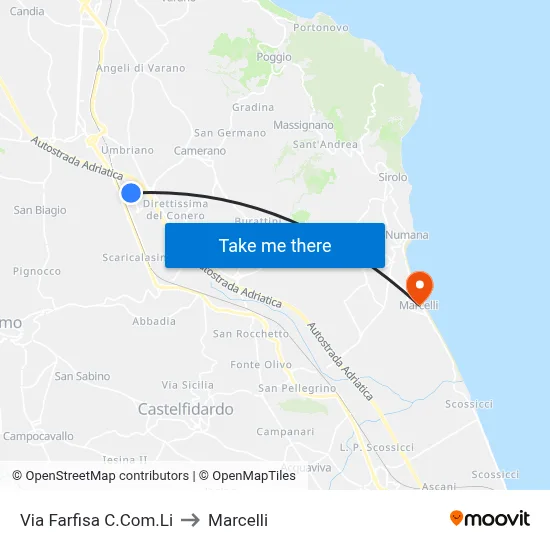 Via Farfisa Shopping Center to Marcelli map