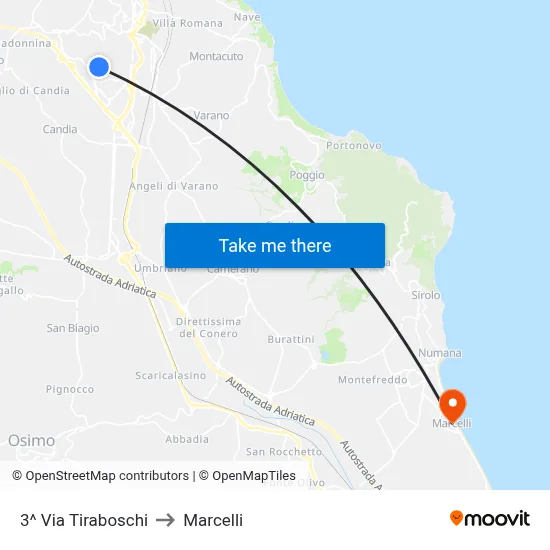 3rd Tiraboschi Street to Marcelli map