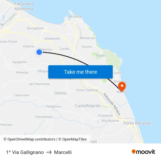 1st Via Gallignano to Marcelli map