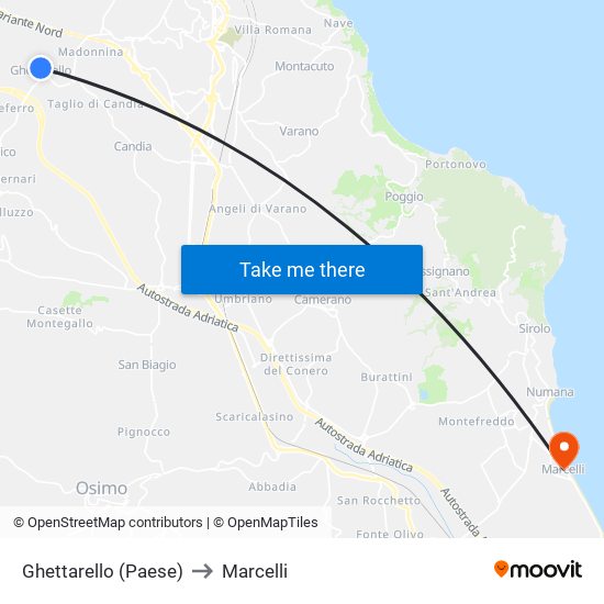 Ghettarello (Paese) to Marcelli map