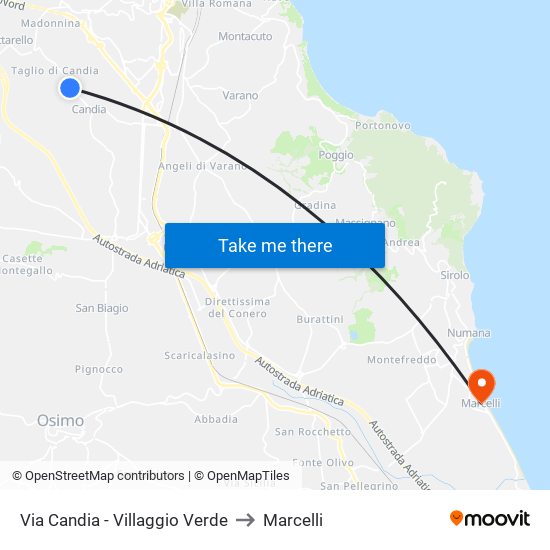 Via Candia - Villaggio Verde to Marcelli map