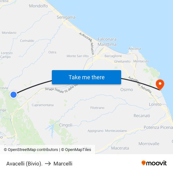 Avacelli (Bivio). to Marcelli map