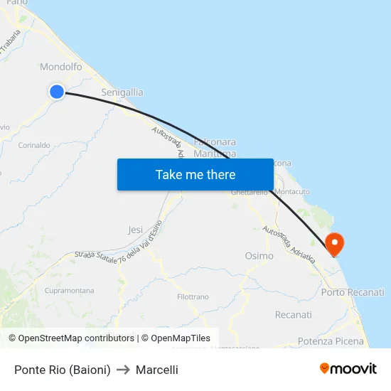 Ponte Rio (Baioni) to Marcelli map