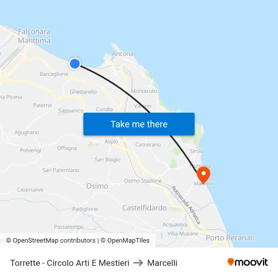 Torrette - Arts And Crafts Circle to Marcelli map