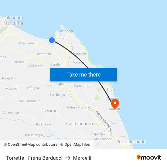 Torrette - Barducci Landslide to Marcelli map
