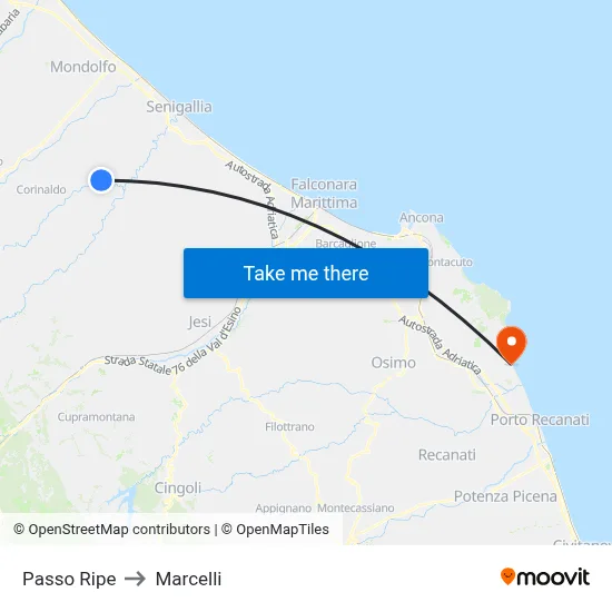 Passo Ripe to Marcelli map