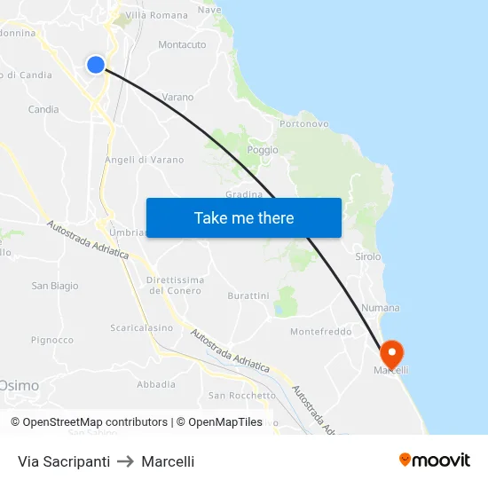 Via Sacripanti to Marcelli map