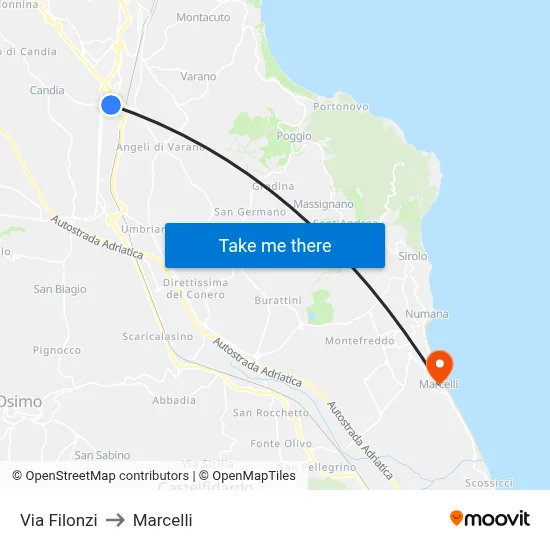 Via Filonzi to Marcelli map