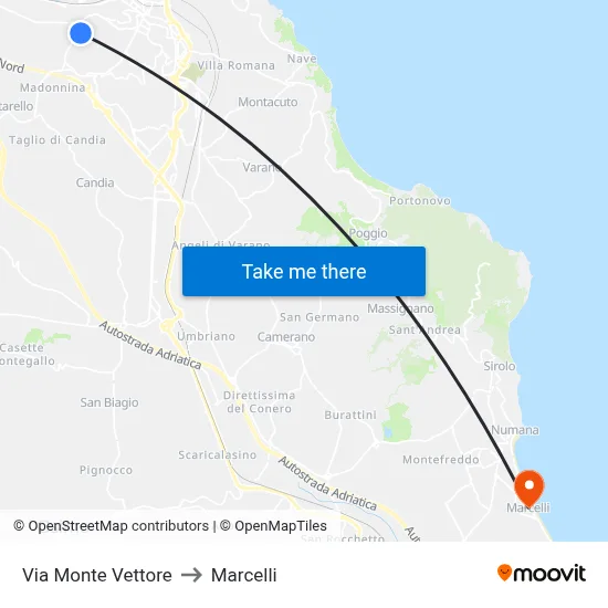 Monte Vettore Street to Marcelli map