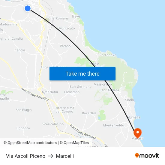 Ascoli Piceno Street to Marcelli map