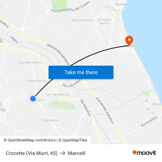 Crocette (Via Murri, 45) to Marcelli map