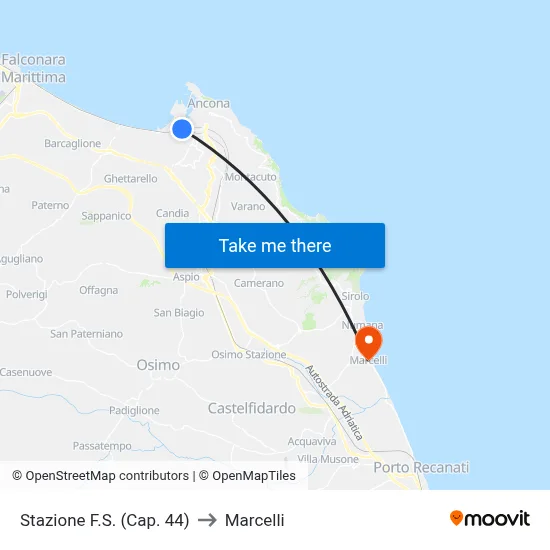 Train Station (Cap. 44) to Marcelli map