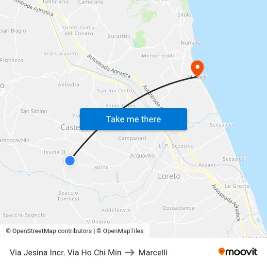 Via Jesina Ho Chi Minh Street Intersection to Marcelli map