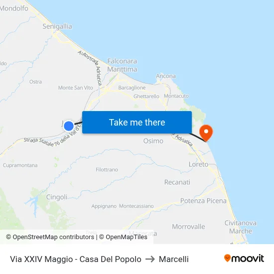 XXIV May Street - People's House to Marcelli map