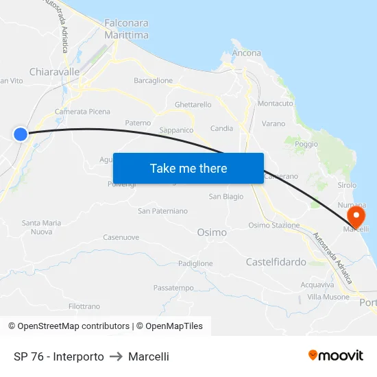 SP 76 - Freight Village to Marcelli map