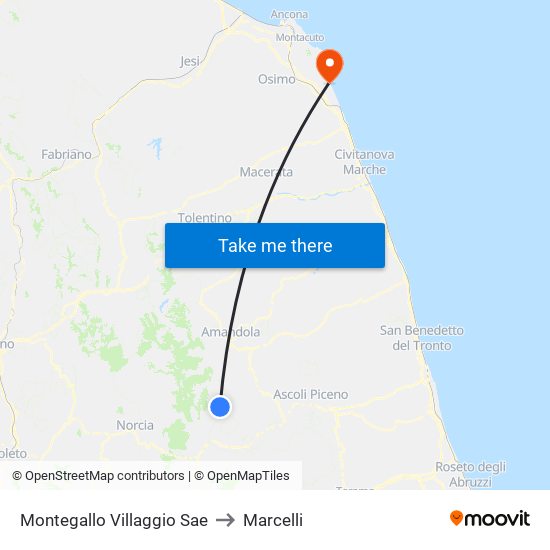 Montegallo Villaggio Sae to Marcelli map
