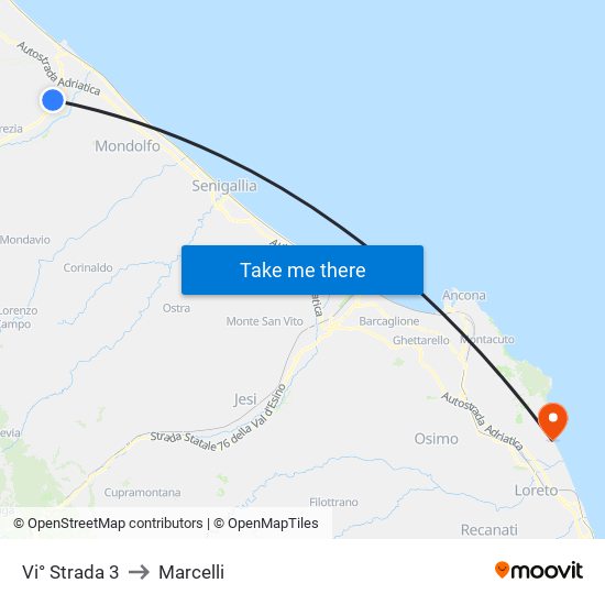 Vi° Strada 3 to Marcelli map