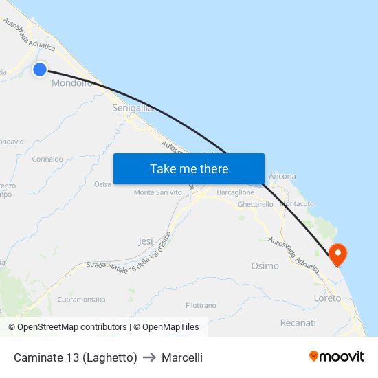 Caminate 13 (Laghetto) to Marcelli map