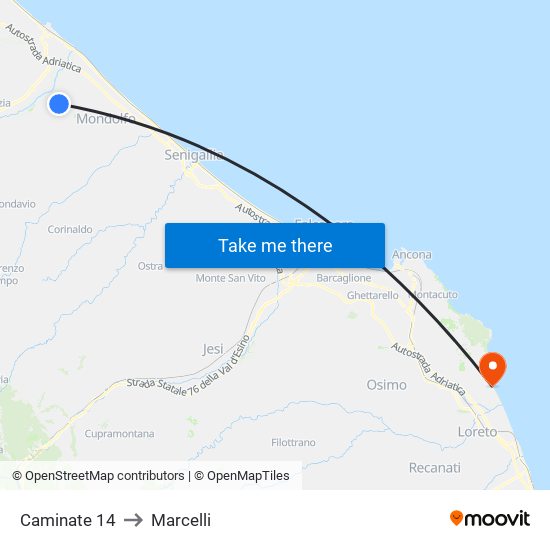 Caminate 14 to Marcelli map