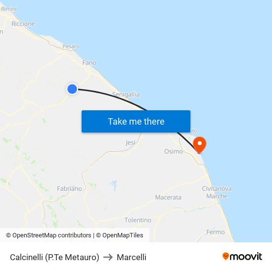 Calcinelli (P.Te Metauro) to Marcelli map