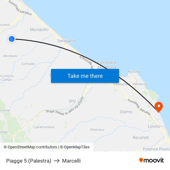 Piagge 5 (Palestra) to Marcelli map